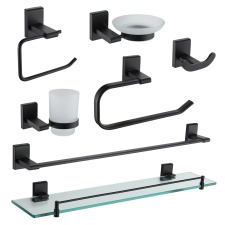 Showerdrape Unity Black Collection 7 Piece Bathroom Accessory Set