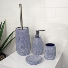 Showerdrape Denim Blue Collection 4 Piece Bathroom Accessory Set