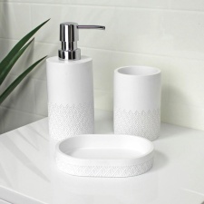 Showerdrape Chantilly White Collection 3 Piece Bathroom Accessory Set