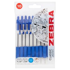 Zebra Grip Ballpoint Pens Blue 10 Pack