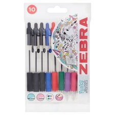 Zebra Grip Ballpoint Pens Asstd 10 Pack