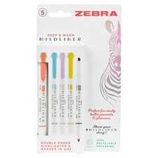 Zebra Double End Mildliner Marker Ward Colour 5 Pack