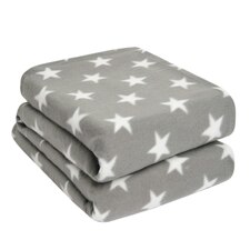 Dreamscene Star Fleece Blanket, 120x150cm - Grey/White