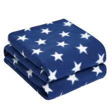 Dreamscene Star Fleece Blanket, 120x150cm - Navy Blue/White