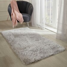 Sienna Fluffy Rug Anti-Slip Plain Shaggy Floor Mat, 80x150cm - Silver