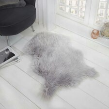 Sienna Sheepskin Faux Fur Plush Fluffy Fleece Floor Rug, 60x90cm - Silver