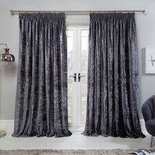 Sienna Luxury Pencil Pleat Crushed Velvet Blackout Curtains, 90x90 ...