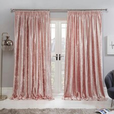 Sienna Luxury Crushed Velvet Pencil Pleat Blackout Curtains, 46x54" - Blush Pink