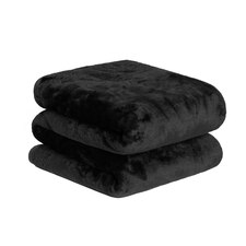 Dreamscene Luxury Faux Fur Mink Fleece Blanket, 150x200cm - Black