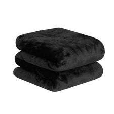 Dreamscene Luxury Faux Fur Mink Fleece Blanket, 125x150cm - Black