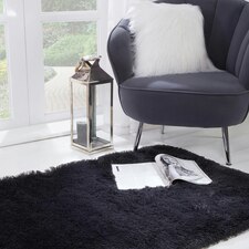 Sienna Fluffy Anti-Slip Plain Shaggy Floor Mat Rug , 80x150cm - Charcoal