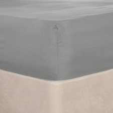 Brentfords Soft Plain Fitted Bed 25cm Deep Elasticated Sheet, Single - Silver