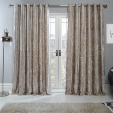 Sienna Luxury Soft Crushed Velvet Lined Blackout Thermal Eyelet Curtains, 46x72" - Natural