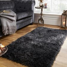 Sienna Soft Sparkle Non-Shed Thick Pile Shaggy Floor Rug, 80x150cm - Charcoal