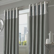 Sienna Manhattan Crushed Velvet Band Thermal Blackout Curtains, 46x54" - Silver