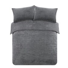 Brentfords Teddy Duvet Cover with Pillowcase Set, King - Charcoal