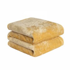 Dreamscene Luxury Faux Fur Mink Fleece Throw Blanket, 200x240cm - Ochre Yellow