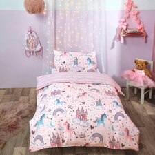 Dreamscene Unicorn Duvet Cover with Pillowcase Set, 135x200cm