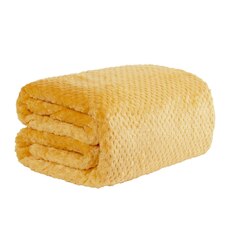 Dreamscene Luxury Honeycomb Waffle Warm Blanket, 200x240cm - Ochre Yellow