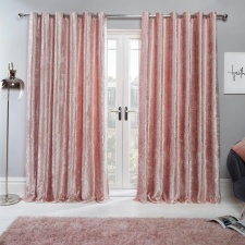 Sienna Luxury Soft Crushed Velvet Thermal Blackout Lined Eyelet Curtains, 46x54" - Blush Pink