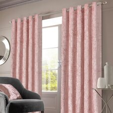 Sienna Luxury Soft Crushed Velvet Thermal Blackout Lined Eyelet Curtains, 66x72" - Blush Pink