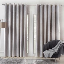 Sienna Capri Matte Super Soft Velvet Lined Eyelet Curtains, 66x72" - Silver