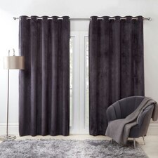 Sienna Super Soft Capri Matte Velvet Eyelet Lined Curtains, 66x72" - Charcoal