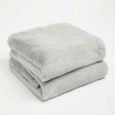 Sienna Faux Rabbit Fleece Blanket, 125x150cm - Silver