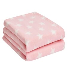 Dreamscene Star Fleece Blanket, 120x150cm - Blush Pink/White