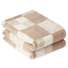 Dreamscene Fleece Winter Check Throw, 120x150cm - Natural Beige