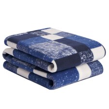 Dreamscene Fleece Winter Check Throw, 120x150cm - Navy Blue