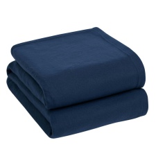 Dreamscene Luxury Soft Plain Fleece Blanket Bedspread, 125x150cm - Navy Blue