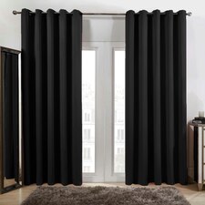 Dreamscene Soft Blackout Thermal Eyelet Curtains, 46x54" - Black