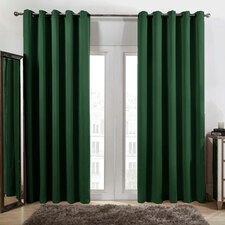 Dreamscene Soft Blackout Thermal Insulated Eyelet Curtains, 46x72" - Forest Green