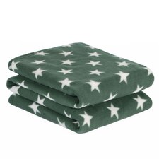 Dreamscene Star Fleece Blanket, 120x150cm - Forest Green/White