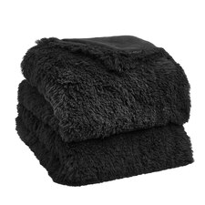 Sienna Fluffy Blanket Sofa Fleece, 150x200cm - Black