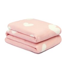 Dreamscene Love Heart Fleece Blanket, 120x150cm - Blush Pink