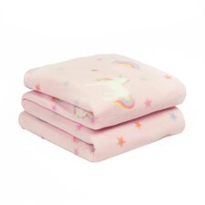 Dreamscene Unicorn Rainbow Fleece Blanket, 120x150cm - Blush Pink