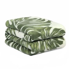 Dreamscene Tropical Leaf Fleece Blanket, 120x150cm - Green