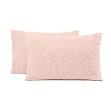 OHS Soft Teddy Fleece 2 Pack Filled Bed Pillows, 45x75cm - Blush Pink