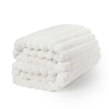 OHS Faux Fur Rib Fleece Blanket, 125x150cm - White