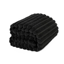 OHS Faux Fur Rib Fleece Blanket, 125x150cm - Black