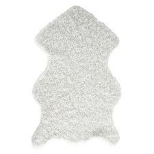 OHS Lambs Wool Textured Faux Fur Sheepskin Floor Rug, 60x90cm - White