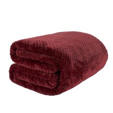 Dreamscene Luxury Waffle Honeycomb Mink Warm Blanket, 200x240cm - Wine Red