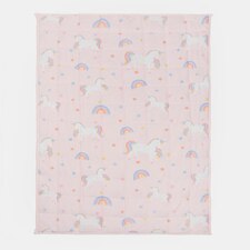 OHS Kids Unicorn Weighted Blanket Sleep Therapy Sensory Anxiety Teddy Fleece, 110x150cm - Blush Pink