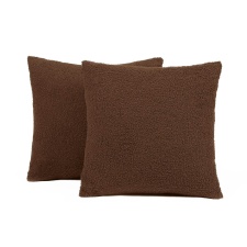 Highams 2 x Soft Boucle Fleece Cushion Covers, 45x45cm - Chocolate