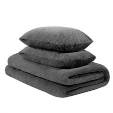 OHS Coverless Soft Teddy Fleece 10.5 Tog Duvet And Pillowcase Bedding Set, Single - Charcoal