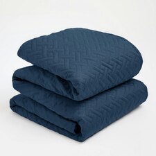 Brentfords Geo Pinsonic Quilted Blanket Bedspread, 125x150cm - Navy Blue