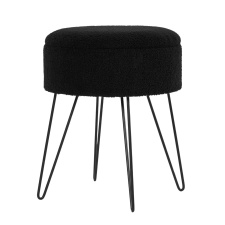 OHS Boucle Storage Hairpin Foot Stool Seat Chair, 36x43cm - Black