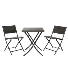 OHS 3PC Rattan Furniture Patio Outdoor Garden Table Chair - Brown